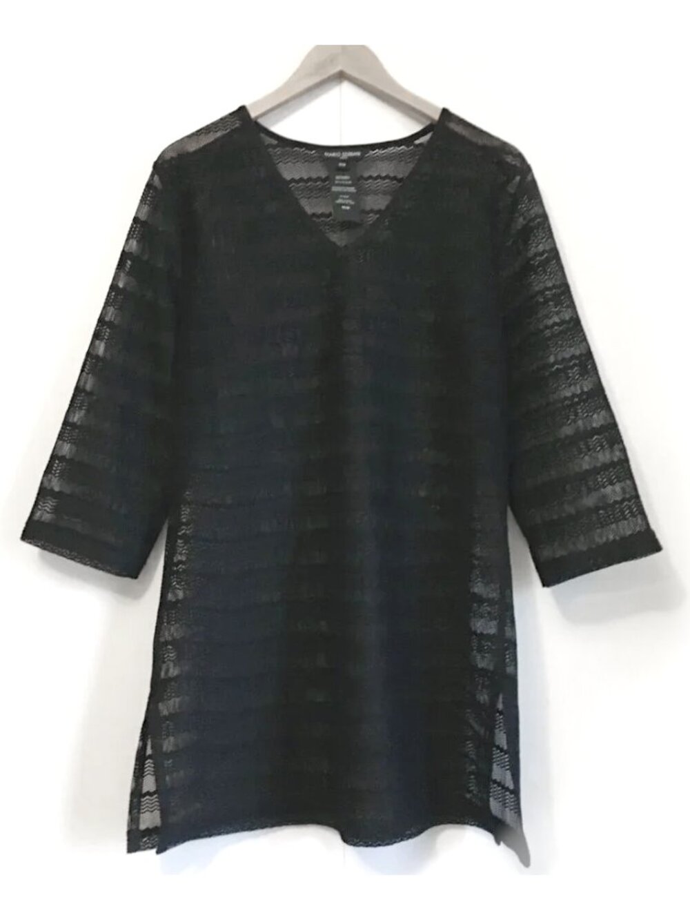 Black Diva Lacy Open Front Swim Cover Dress Medium Resortwear